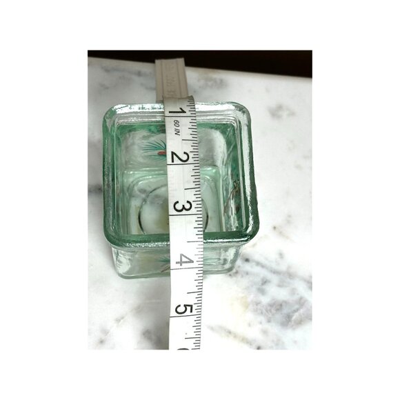 Hand-Painted Christmas Tree Glass Block Votive Holder Festive Holiday Home Decor - Picture 6 of 6